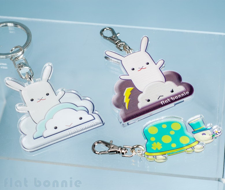 Schlüsselanhänger Bunny Chinchilla Schildkröte Igel Fledermaus Charme, Süße Tasche Rucksack Kawaii Reißverschluss Ziehen, Acryl Charme Flach Bonnie von FlatBonnie