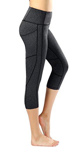 Flatik Damen 3/4 Sport Leggings Atmungsaktive hohe Taille Yogahose Sportkleidung Training Tights（Grau XS） von Flatik