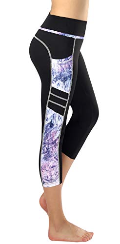 Flatik Damen 3/4 hoher Bund Sport Leggings Sporthose Fitnesshose Training Tights Sporthose für Damen(Mondlicht Blau L) von Flatik