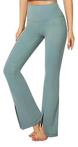 Flatik Damen Schlaghose Yogahose, Bootcut Yogahose Lange Sporthose ，High Waist Jazzpants Sporthose Flare Fitness Jogginghose Workout Bootleg XXL von Flatik