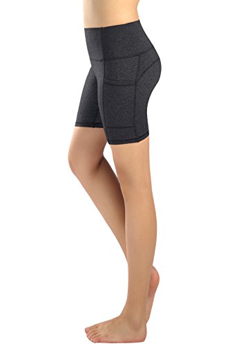 Flatik DamenYogahose Capri Workout Leggings Shorts mit Taschen für Fitness（Dunkelgrau M） von Flatik