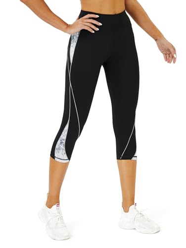 Flatik Laufhose Damen 3/4 Damen Sporthose，Damen Blickdicht Sport Leggings Damen 3/4，Sporthose Damen 3/4 Fitnesshose Laufende Leggings L von Flatik