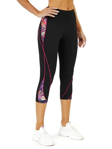 Flatik Laufhose Damen 3/4 Damen Sporthose，Damen Blickdicht Sport Leggings Damen 3/4，Sporthose Damen 3/4 Fitnesshose Laufende Leggings XXL von Flatik