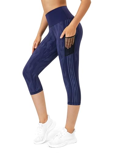 Flatik Leggings Damen 3/4 Damen Sporthose，Damen Blickdicht Laufhose，Jogginghose Damen 3/4 Fitnesshose Laufende Leggings L von Flatik