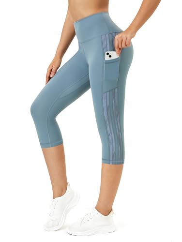 Flatik Leggings Damen 3/4 Damen Sporthose，Damen Blickdicht Laufhose，Jogginghose Damen 3/4 Fitnesshose Laufende Leggings L von Flatik