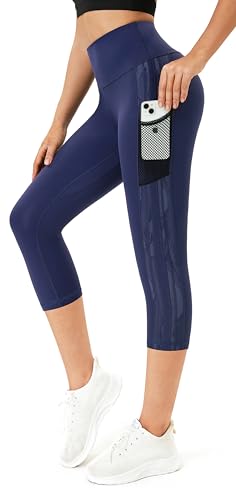 Flatik Leggings Damen 3/4 Damen Sporthose，Damen Blickdicht Laufhose，Jogginghose Damen 3/4 Fitnesshose Laufende Leggings S von Flatik