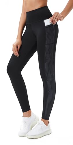 Flatik Leggings Damen mit Taschen，Damen Blickdicht Sport Leggings Damen Fitnesshose Sporthose Laufende Leggings M von Flatik