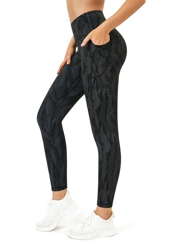 Flatik Leggings Damen mit Taschen，Damen Blickdicht Sporthose Damen Fitnesshose Sporthose Training Laufende Leggings L von Flatik