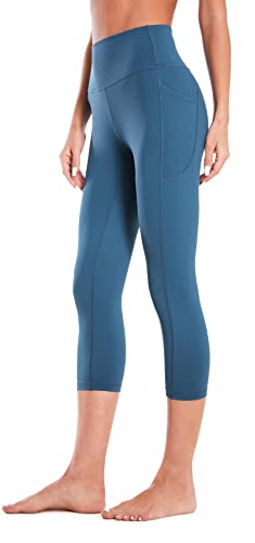 Flatik Sport Leggings Damen，Damen Sporthose High Waist mit Tasche Fitnesshose Blickdicht Gym Capri Leggings L von Flatik