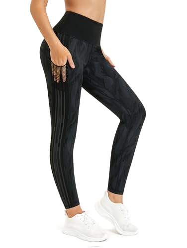 Flatik Sport Leggings Damen mit Taschen，Damen Blickdicht Leggings Damen Fitnesshose Sporthose Laufende Leggings S von Flatik