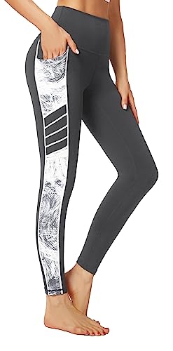 Flatik Leggings Damen mit Taschen， Blickdicht Sporthose Damen Jogginghose Fitnesshose Laufende Leggings L von Flatik