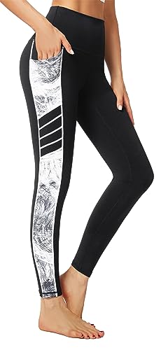 Flatik Sport Leggings Damen mit Taschen，Damen Blickdicht yogahose Sporthose Leggings Fitnesshose Sporthose Training Laufende Leggings L von Flatik