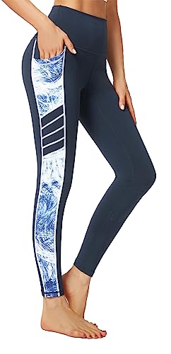 Flatik Sport Leggings Damen mit Taschen，Damen Blickdicht yogahose Sporthose Leggings Fitnesshose Sporthose Training Laufende Leggings M von Flatik