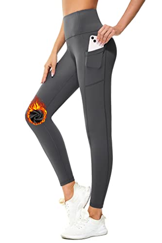 Flatik Sport Leggins Damen Fleece Damen Winter Thermo Leggings, Damen Laufhose Thermohose Winterhose,Mit Fleece gefüttert und Taschen M von Flatik