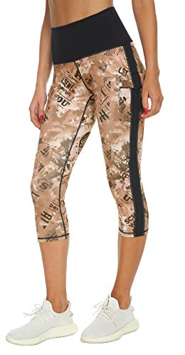 Flatik Sport leggins für damen Sporthose High Waist mit Tasche Fitnesshose Blickdicht Gym Capri Leggings L von Flatik