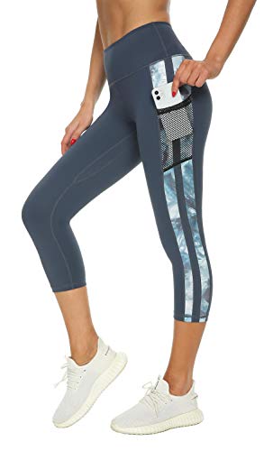 Flatik Sport Leggins für Damen Sporthose High Waist mit Tasche Fitnesshose Blickdicht Gym Capri Leggings M von Flatik