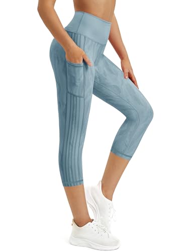 Flatik Sporthose Damen 3/4 Damen Sporthose，Damen Blickdicht Sport Leggings Damen 3/4，Jogginghose Damen 3/4 Fitnesshose Laufende Leggings XS von Flatik