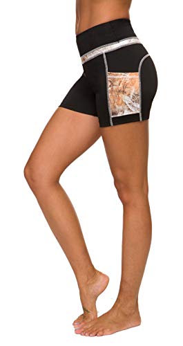 Flatik Sporthose Damen High Waist Sport Shorts Workout Tights Hohe Taille mit Taschen L von Flatik