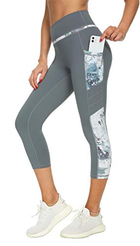 Flatik Sporthose Yoga Fitness Hosen Jogginghose capri leggins damen Hohe Taille mit Taschen S von Flatik