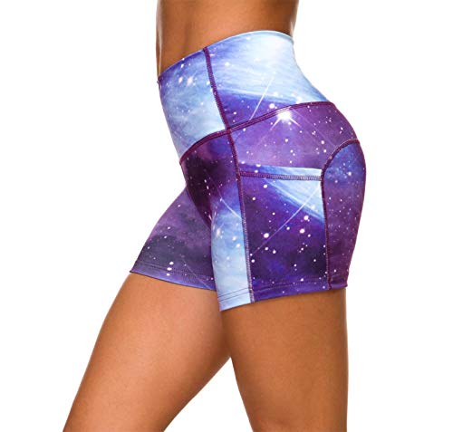 Flatik Sternenhafte Serie damen capri leggins Yoga Shorts atmungsaktiv sport leggings damen (Lila Graffiti M) von Flatik