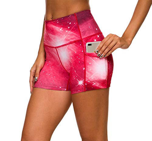 Flatik Sternenhafte Serie damen capri leggins Yoga Shorts atmungsaktiv sport leggings damen (Rubinrot S) von Flatik