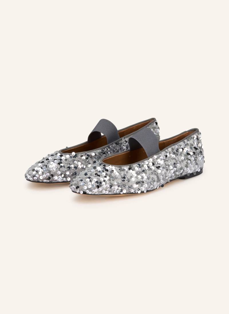 Flattered Mary-Jane-Ballerinas Bree Mit Pailletten silber von Flattered