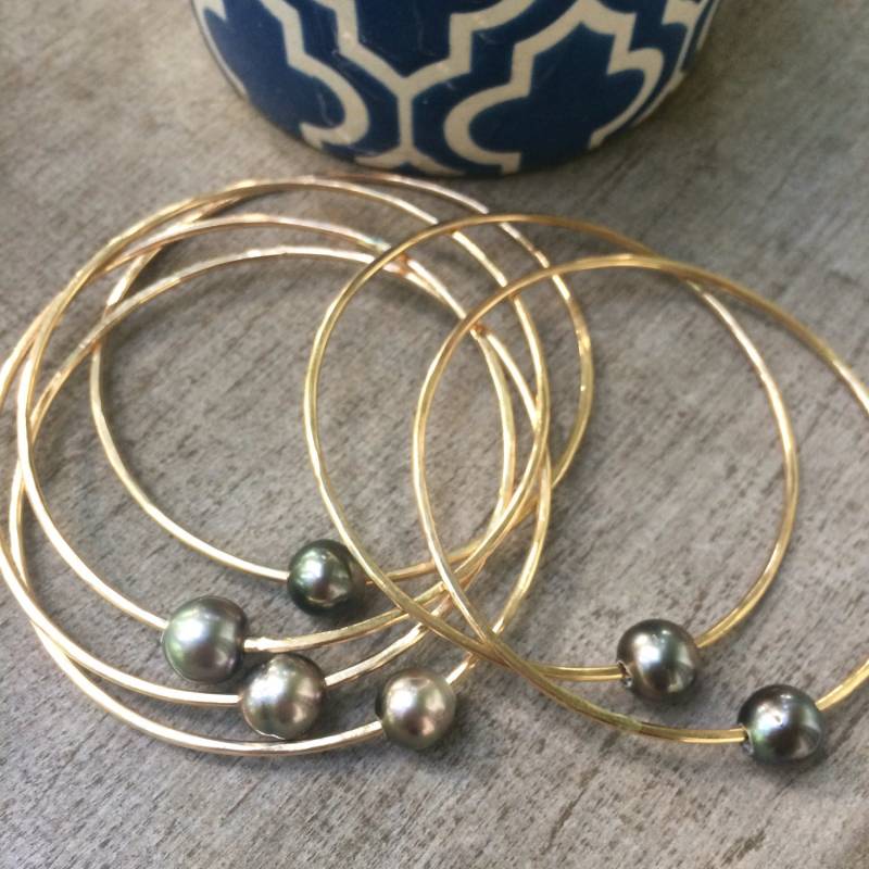 Custom Order 8-9 Mm Tahiti Schwarze Perle Gold Armreif - 3Er Set Custom Order 8-9 Mm Tahiti Schwarze Perle Gold Armreif - 3Er Set von FlatteryDesigns