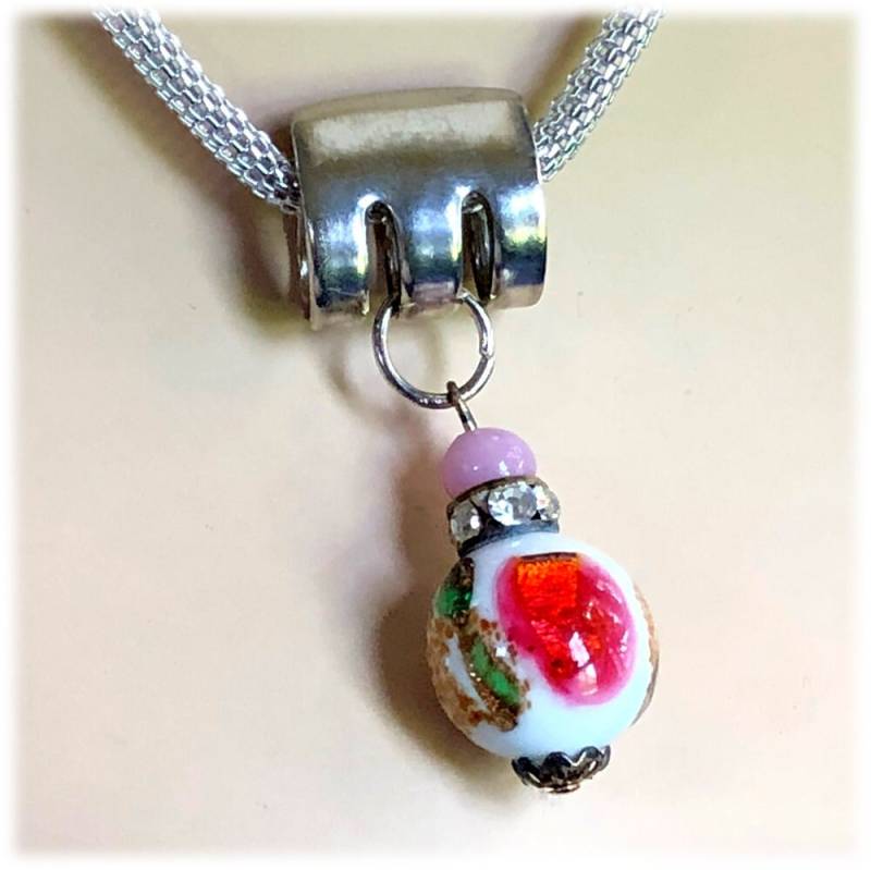 Gabeln Tine Ballen Anhänger, Vintage Lampwork Glasperlen Upcycling Silber, Schlangenkette von FlatwareFantasies