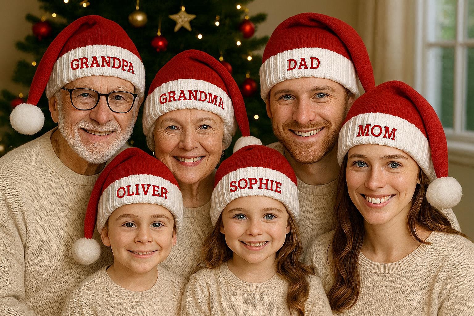 Beanie For Xmas, Custom Santa Hat, Personalized Hat, Christmas Party, Embroidered Gift, Adult Kid Duo Chritmas Hat von FlauschigHouse