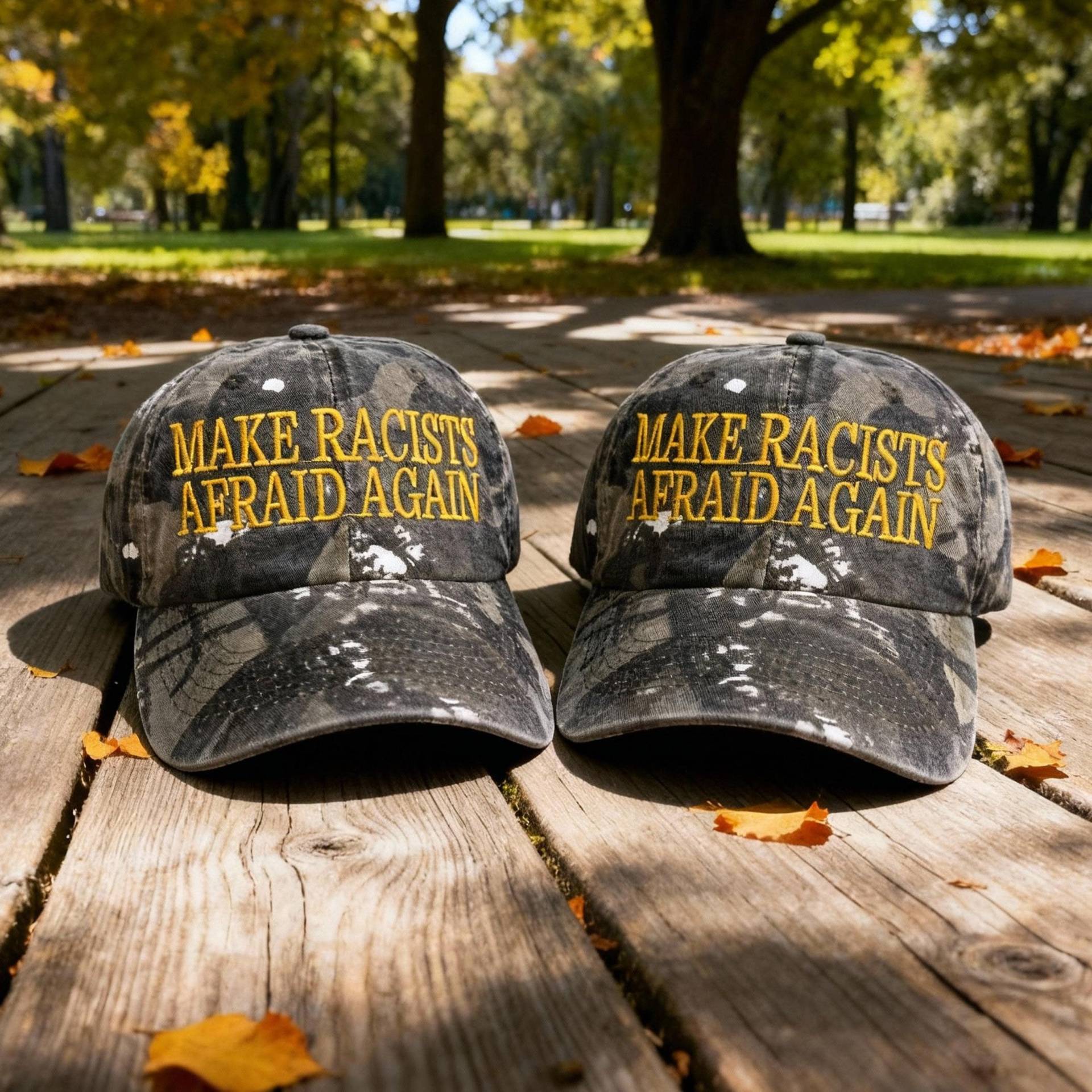 Make Racists Afraid Again Embroidered Hat, Anti Racism Trucker Equality Statement Baseball Cap, Social Justice Gift, Camo Caps von FlauschigHouse