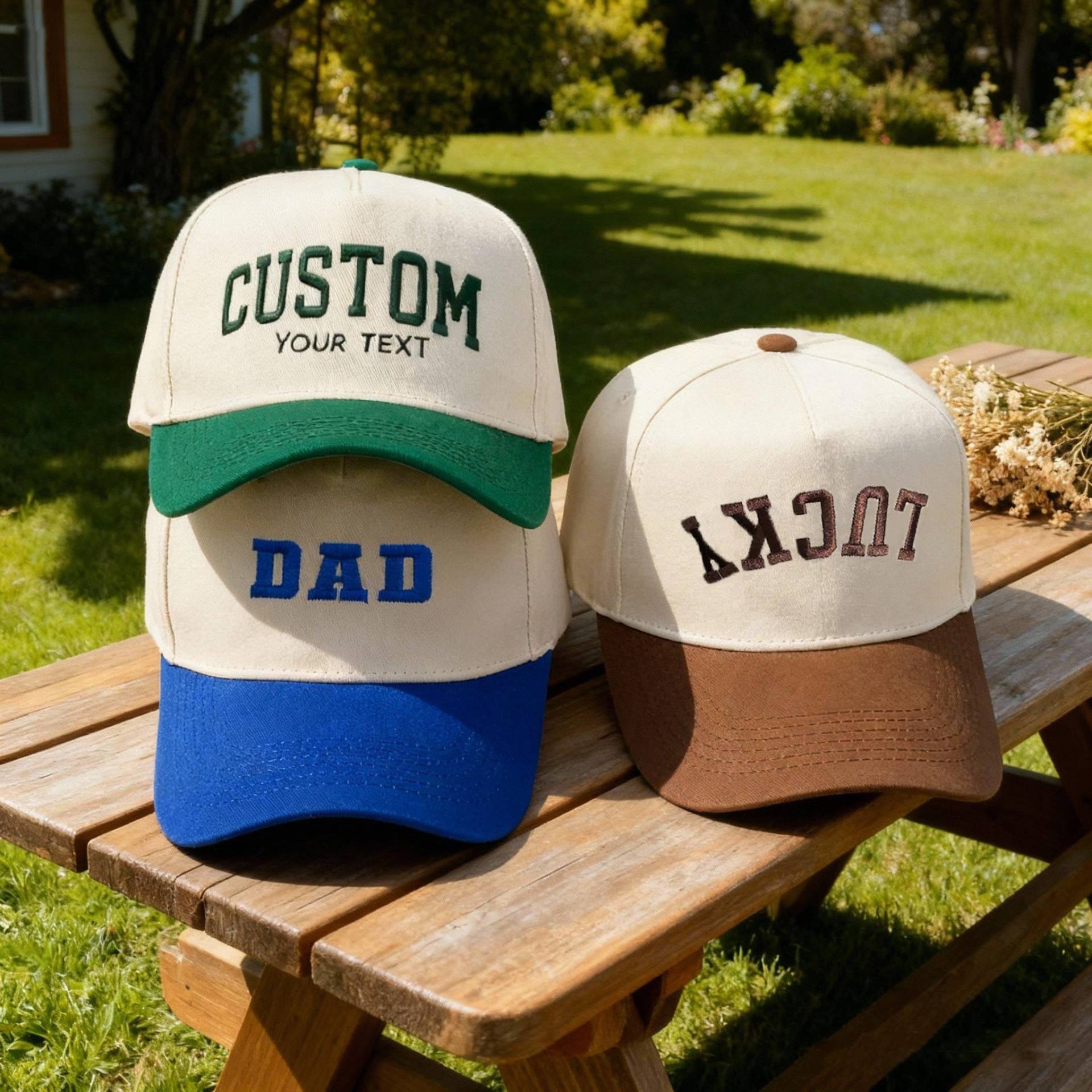 Personalized Logo Embroidered Cap, Custom Text Hat, Structured Two Tone Snapback Bachelorette Party, Gift For New Dad Mom, Trucker Hat von FlauschigHouse