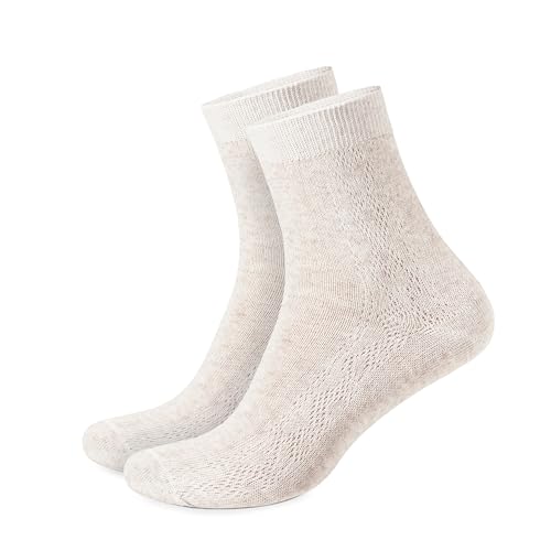 FlaxSox Dünne atmungsaktive Bio-Leinensocken für Damen, 3 Paar, Ungefärbt, 3-5 von FlaxSox