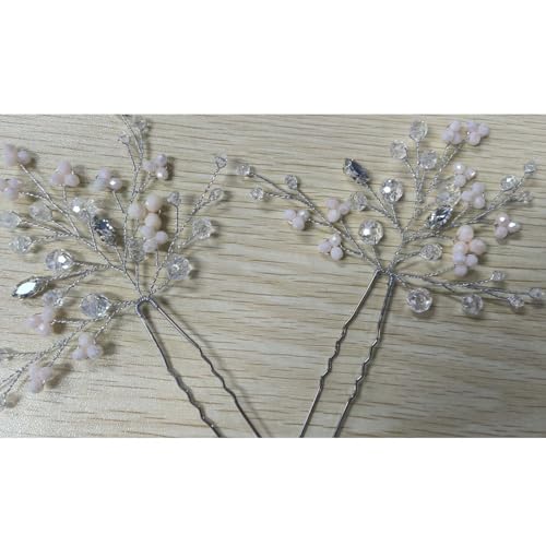 Flayem 2 Stück Hochzeit Haarschmuck,Silber Perlen Haarspangen, Braut Haarnadel von Flayem