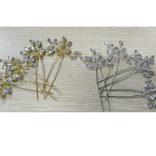 Flayem 8 Stück Golden Hochzeit Haarschmuck,Perlen Haarspangen,Blume Braut Haarnadel von Flayem