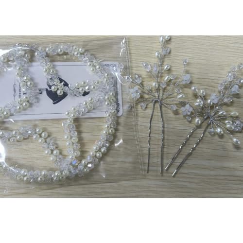 Flayem Braut Haarschmuck Hochzeit, Silber Eleganter Perlen Kopfschmuck, Leaf Haarnadel von Flayem