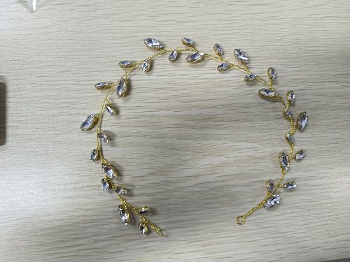 Flayem Braut Hochzeit Haarschmuck Kristall Goldene Drahtverzierung Haarkette von Flayem