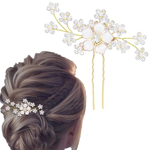 Flayem Hochzeit Haarnadeln Braut Perle Haarschmuck Perlenhaar Accessoires Golden Haarspangen für Braut und Brautjungfern（1Stück） von Flayem