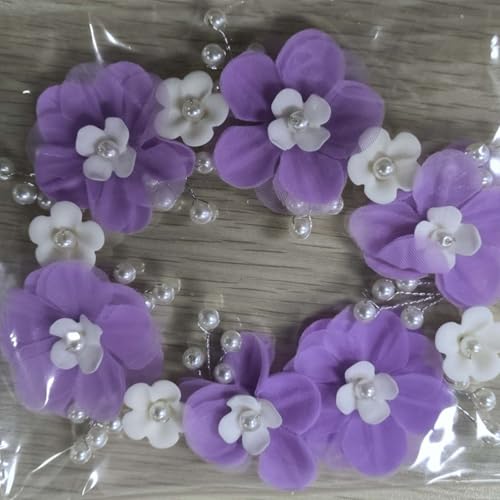 Flayem Kommunion Blumen Haarschmuck, Perlen lila Haarschmuck, Blumenkranz Kopfschmuck von Flayem