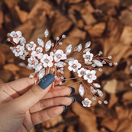 Flayem La Braut Haarkamm, Clip, Strass, Blume, Haarnadeln, silberfarben, Brautschmuck, Haarschmuck für Mädchen und Brautjungfern (3 Stück) von Flayem