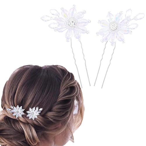 Flayem Hochzeit Haarnadeln Sliber Strass Haarschmuck Braut Kristall Haarspangen für Braut und Brautjungfern（2Stück） von Flayem