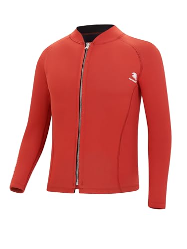 Fldy 2mm Neoprenanzug Oberteil Für Herren Langarm Thermal Jacke Schwimmen Schnorcheln Tauchen Surfen Top Rot 3XL von Fldy