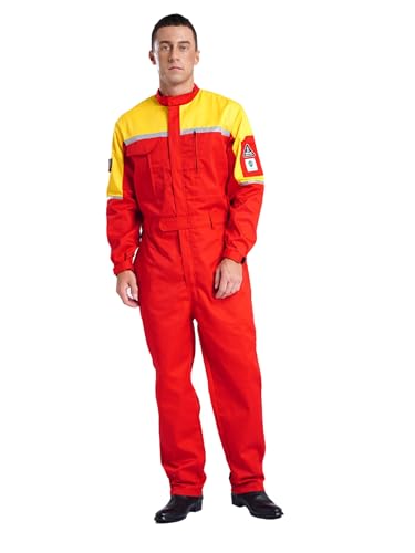 Fldy Herren Arbeitsoverall Mit Reflektierend-Streifen Werkstatt Mechanisch Overall Handwerker Arbeitskleidung Mit Vielen Taschen Rot&Gelb XL Fldy Herren Arbeitsoverall Mit Reflektierend-Streifen Werkstatt Mechanisch Overall Handwerker Arbeitskleidung Mit Vielen Taschen Rot&Gelb XL von Fldy