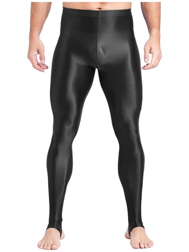 Fldy Herren Glänzende Leggings Sexy ÖL-Glanz Strumpfhosen Pantyhose Mit Steigbügel Sport Kompressions Nachtwäsche Hose Schwarz_A XL Fldy Herren Glänzende Leggings Sexy ÖL-Glanz Strumpfhosen Pantyhose Mit Steigbügel Sport Kompressions Nachtwäsche Hose Schwarz_A XL von Fldy