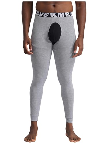 Fldy Herren Leggings Offener Schritt Unterwäsche Sport Thermo Lange Unterhose Stretch Skiunterwäsche Hose Grau M von Fldy