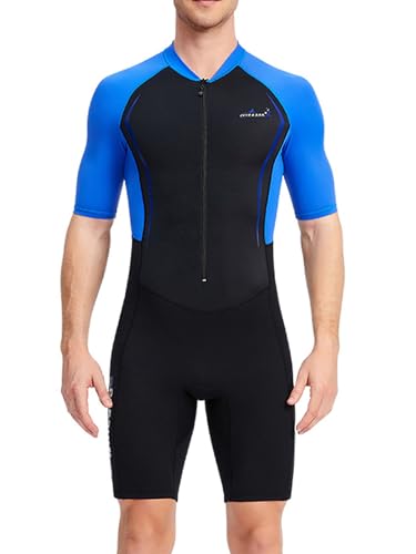 Fldy Herren Neoprenanzug Shorty Mit Vorne Reißverschluss Thermische Neopren Badekleidung Zum Tauchen Surfen Schnorcheln Schwarz&Blau M Fldy Herren Neoprenanzug Shorty Mit Vorne Reißverschluss Thermische Neopren Badekleidung Zum Tauchen Surfen Schnorcheln Schwarz&Blau M von Fldy
