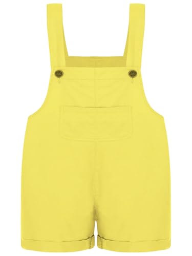 Fldy Kinder Baby Mädchen Latzhose Kurz Overall Bunte Hosenträger Shorts Kinder Baby Kurze Sommer Hose Mit Tasche Gelb 146-152 von Fldy