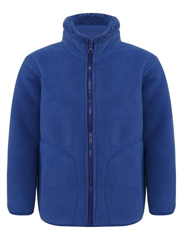 Fldy Kinder Fleecejacke Verdickte Winddichte Mantel Mit Stehkragen Reißverschluss Jungen Mädchen Warme Herbst Winter Oberbekleidung Blau 122-128 von Fldy