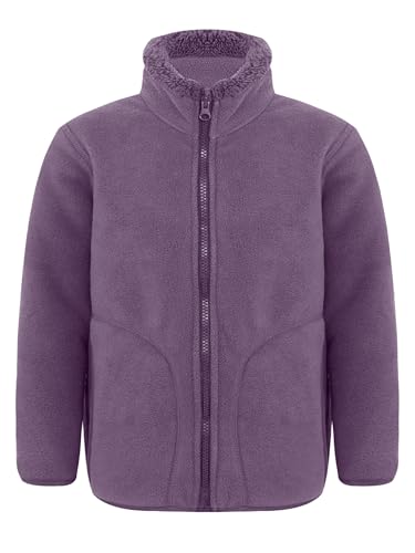 Fldy Kinder Fleecejacke Verdickte Winddichte Mantel Mit Stehkragen Reißverschluss Jungen Mädchen Warme Herbst Winter Oberbekleidung Violett 170 von Fldy