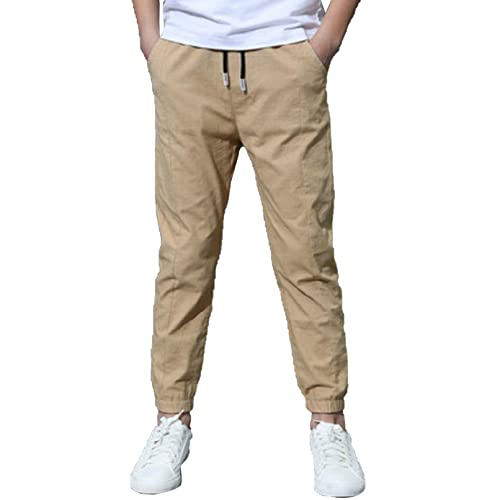 Fldy Kinder Jungen Cargohose Stretch Cargo Jogger Sporthose Fitness Sweathose Freizeithose Mit Elastischem Bund Khaki_A 158-164 von Fldy