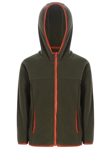 Fldy Kinder Mädchen Jungen Fleecejacke Langarm Mit Kapuze Reißverschluss Warme Herbst Winter Outdoor Mantel Outwear Armeegrün 122-128 von Fldy